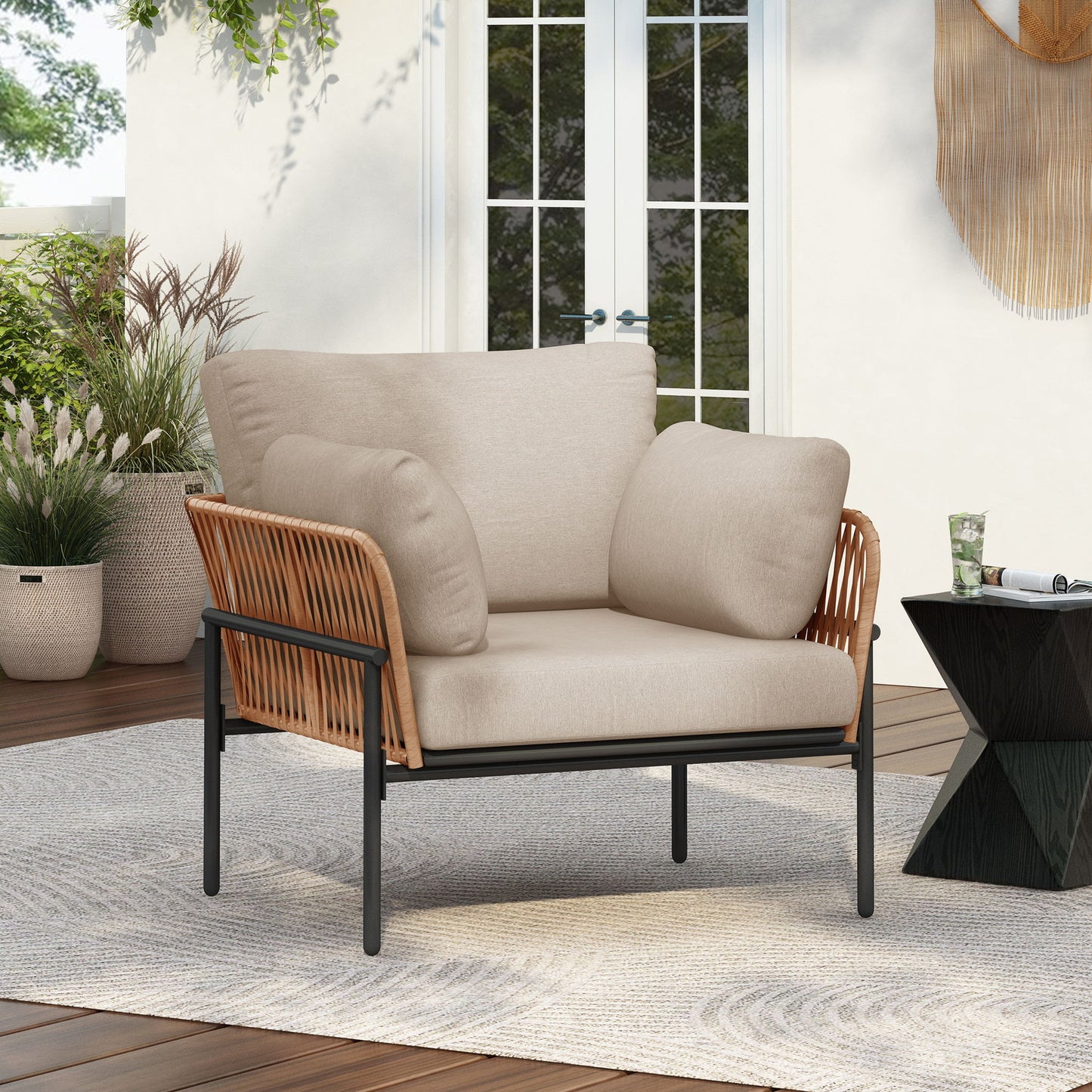 Rope Lounge Chair With Cushions For Modern Spaces Noble House