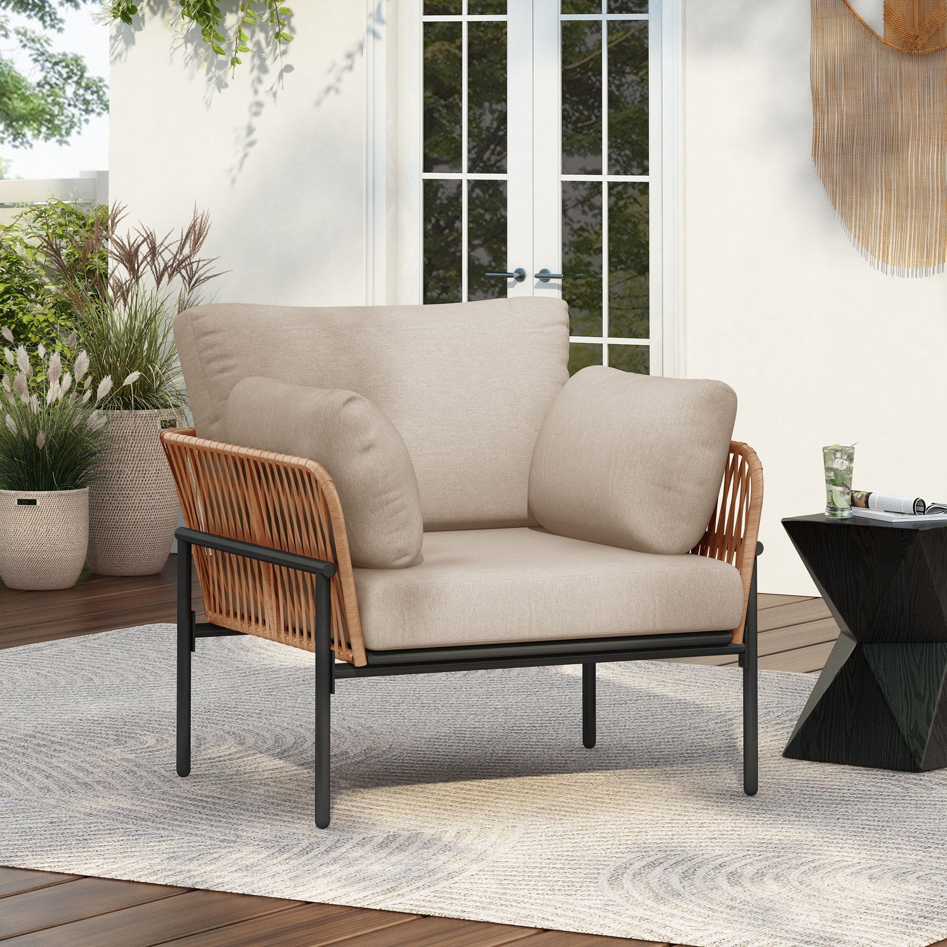 Rope Lounge Chair With Cushions For Modern Spaces Noble House