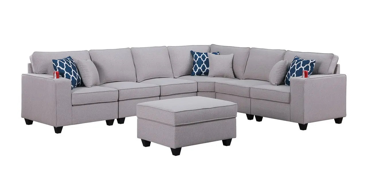 Cooper - Sectional Sofa With Ottomans And Cupholder Lilola Home