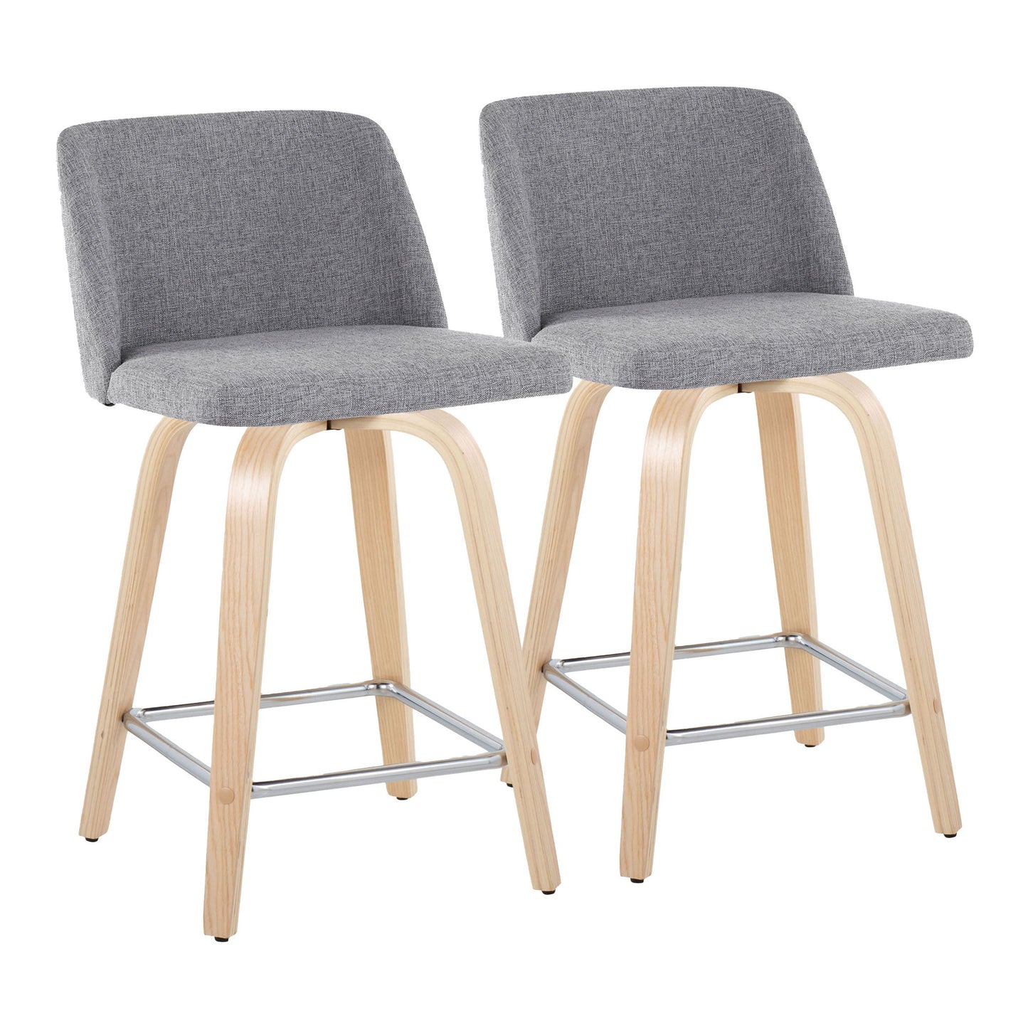 Toriano - Contemporary Fixed Height Counter Stool With Swivel With Square Footrest (Set of 2) Lumi Source