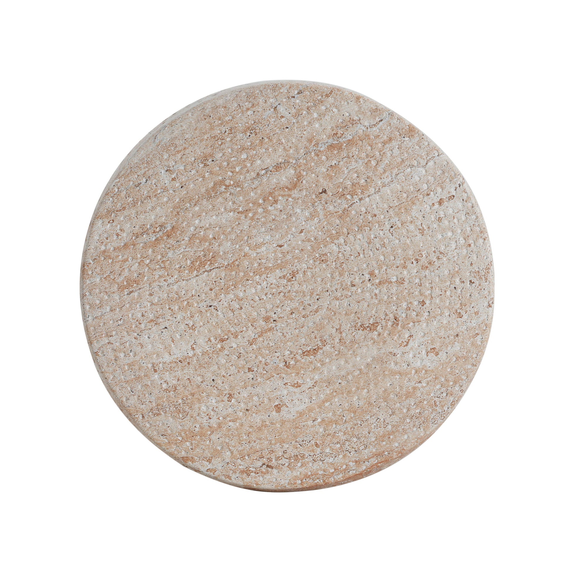 Outdoor / Indoor Lightweight, Concrete Side Table, Travertine - Beige Noble House