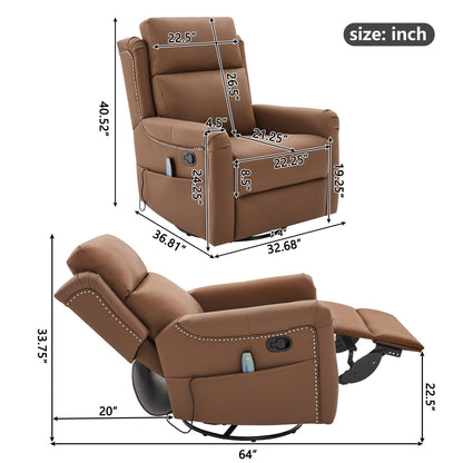 Manual Recliner Swivel Rocking Chair With 8 Point Massage And Heating Noble House