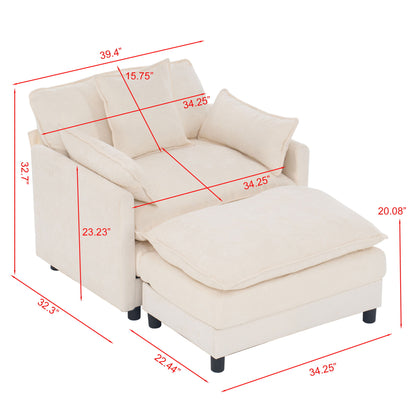 Accent Chair With Ottoman - Beige Home Essentials