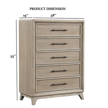 1 Piece Chest With Handles, Angled Legs, Ball Bearing Glides - Oak Home Essentials
