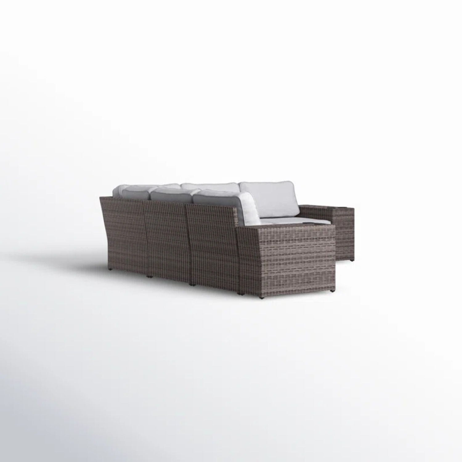 Wide Reversible Outdoor Sectional Sofa With Cushions - Brown / Gray LSI Patio Furniture