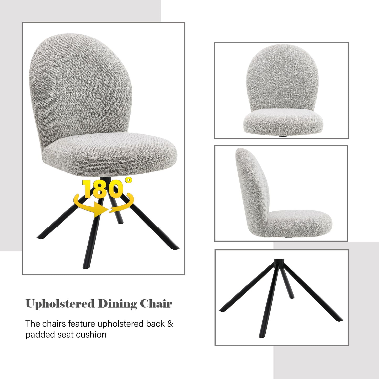 Lawton - Boucle Side Chair With Swivel (Set of 2) - Gray Acme