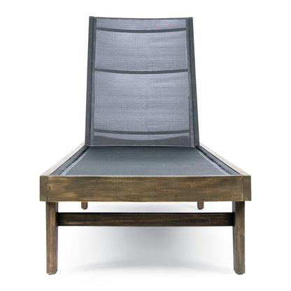 Summerland Chaise Lounge Dark Mesh Outdoor Seating - Dark Gray Noble House