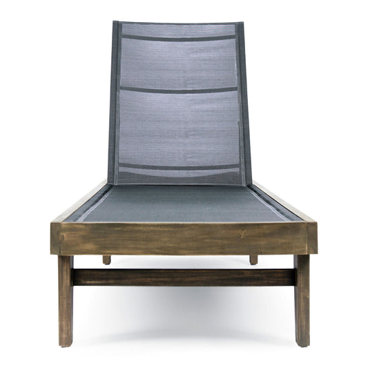 Summerland Chaise Lounge Dark Mesh Outdoor Seating - Dark Gray Noble House