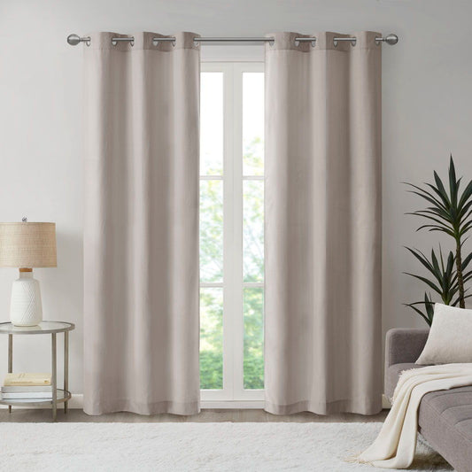 Galen - Basketweave Room Darkening Window Panel Pair - Taupe