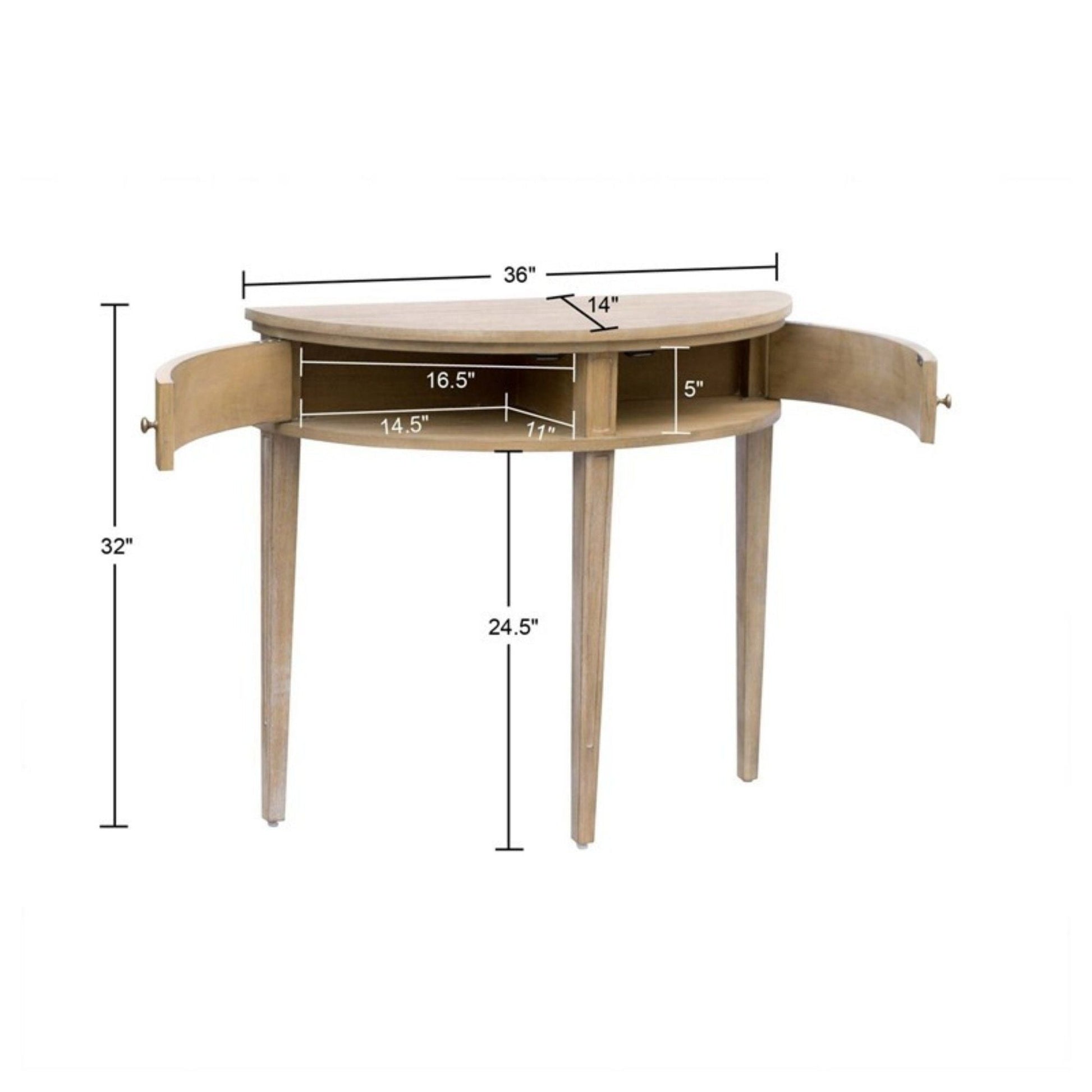 Vintage Inspired Storage Console Table With Fluted Doors - Reclaimed Wheat JLA