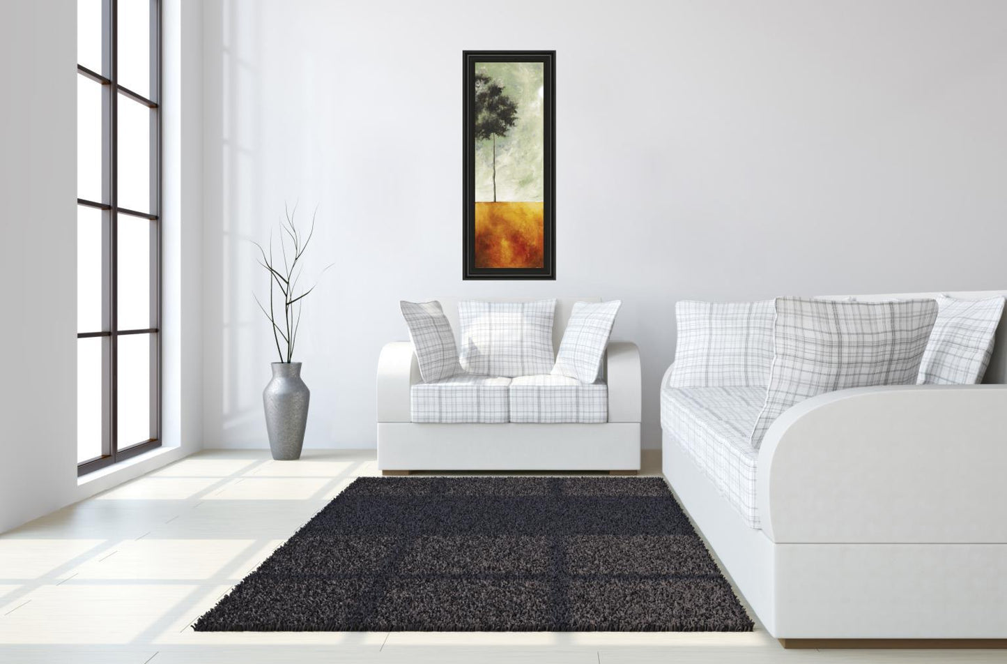 Palms Left - Framed Print Wall Art - Dark Gray