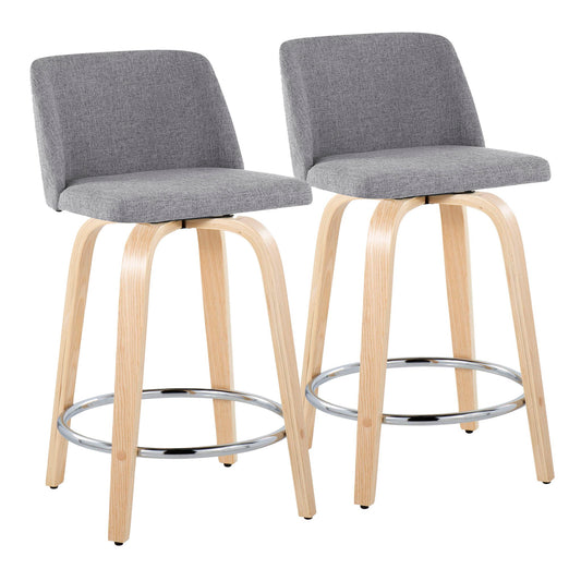 Toriano - Contemporary Fixed Height Counter Stool & Swivel And Round Footrest (Set of 2) Lumi Source