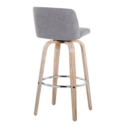 Toriano - Contemporary Fixed Height Barstool With Swivel & Round Footrest (Set of 2) Lumi Source