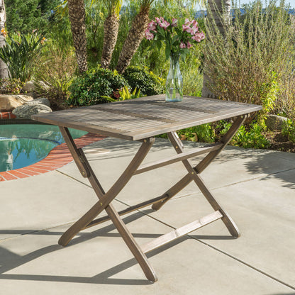 Blissique - Outdoor Foldable Wood Dining Table With Slat Design Noble House