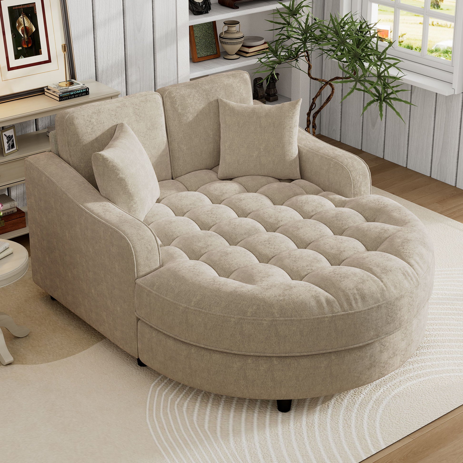 Modern Chaise Lounge Upholstered Sofa Couch With Tufted Seat And Detachable Pillows For Living Room Hearth and Haven
