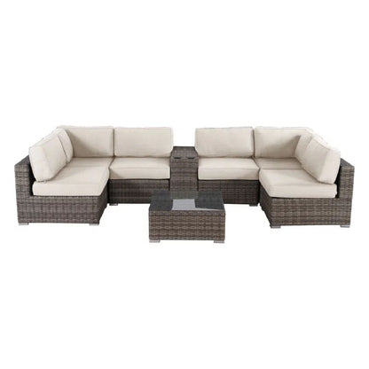 Elegant 4 Person Wicker Patio Seating Set With Cushions And Glass Top Table LSI Patio Furniture