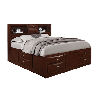 Lucille - 5 Piece Bedroom Set With Storage Drawers And Bookcase Headboard Global Furniture USA