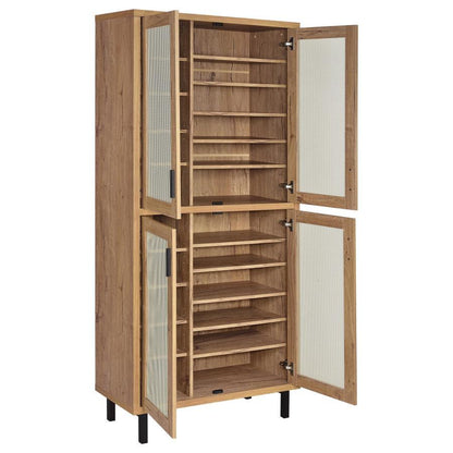 Teller - 4-Door Tall Shoe Storage Cabinet - Natural Oak Coaster Fine Furniture