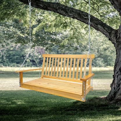 Front Porch Swing With Armrests For Outdoor Patio, Garden Yard, Backyard Or Sunroom Home Essentials