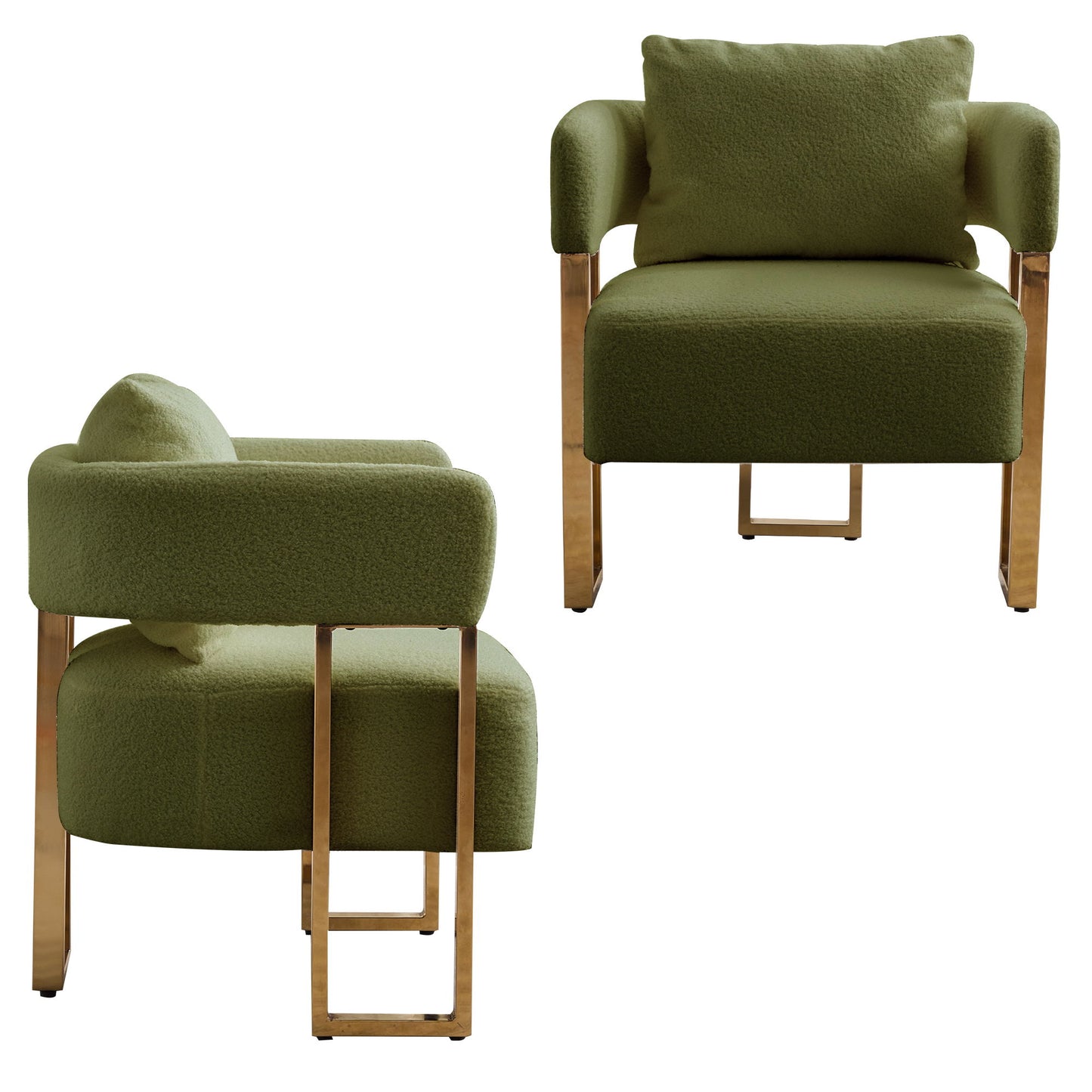 Modern Decorative Chair Teddy Fleece Upholstered And Metal Foot Home Essentials