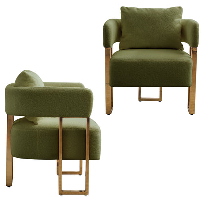 Modern Decorative Chair Teddy Fleece Upholstered And Metal Foot Home Essentials
