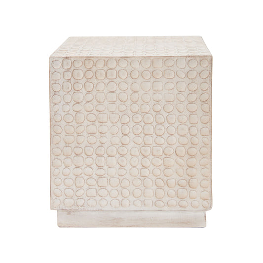 Chic Modern Mgo Cube Side Table With Fluted Design - Antique Brown Noble House