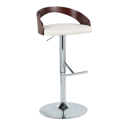 Grotto - Contemporary Adjustable Height Barstool With Swivel With Straight T Footrest (Set of 2) Lumi Source