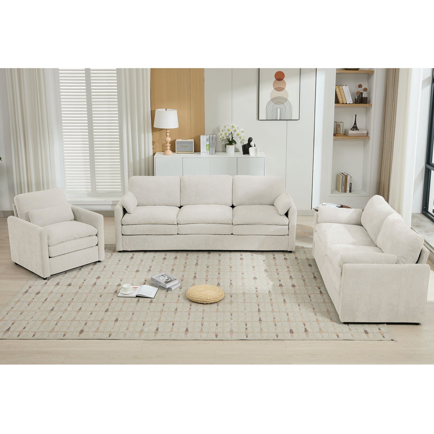 Cozy Sofa Set Oversized Comfy Cloud Sofa With Double Cushion Hearth and Haven