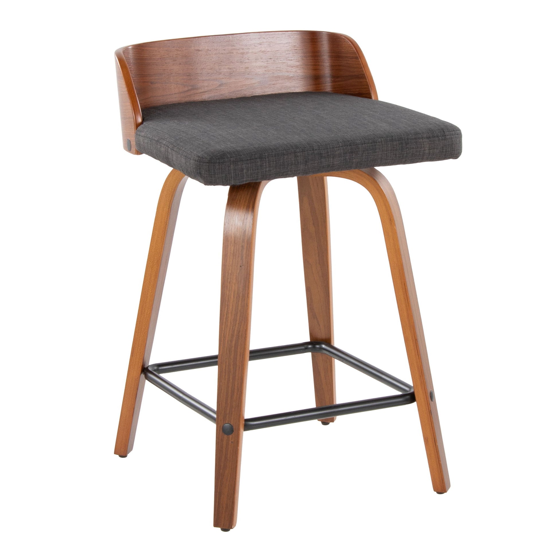 Maya - Mid Century Modern Fixed Height Counter StoolSwivel And Square Footrest (Set of 2) Lumi Source