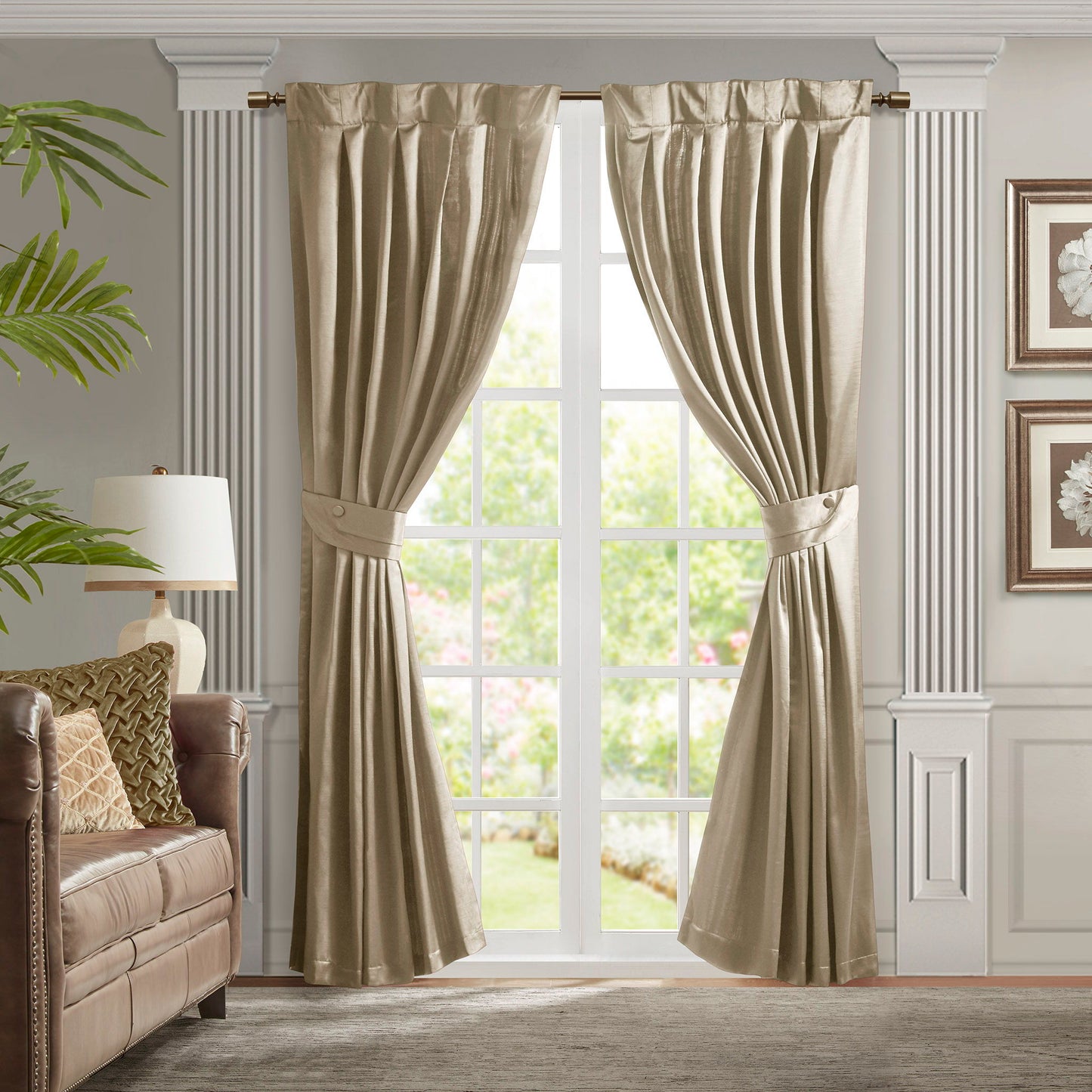 Avignon - Pleat Curtain Panel With Tieback Single - Champagne Croscill Classics