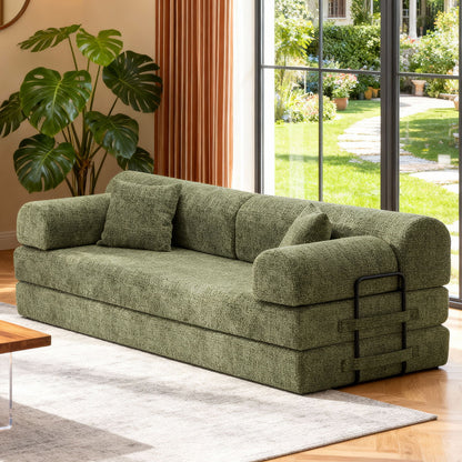 Modern 2 Tone Fabric Convertible Sleeper Sofa Bed Home Essentials