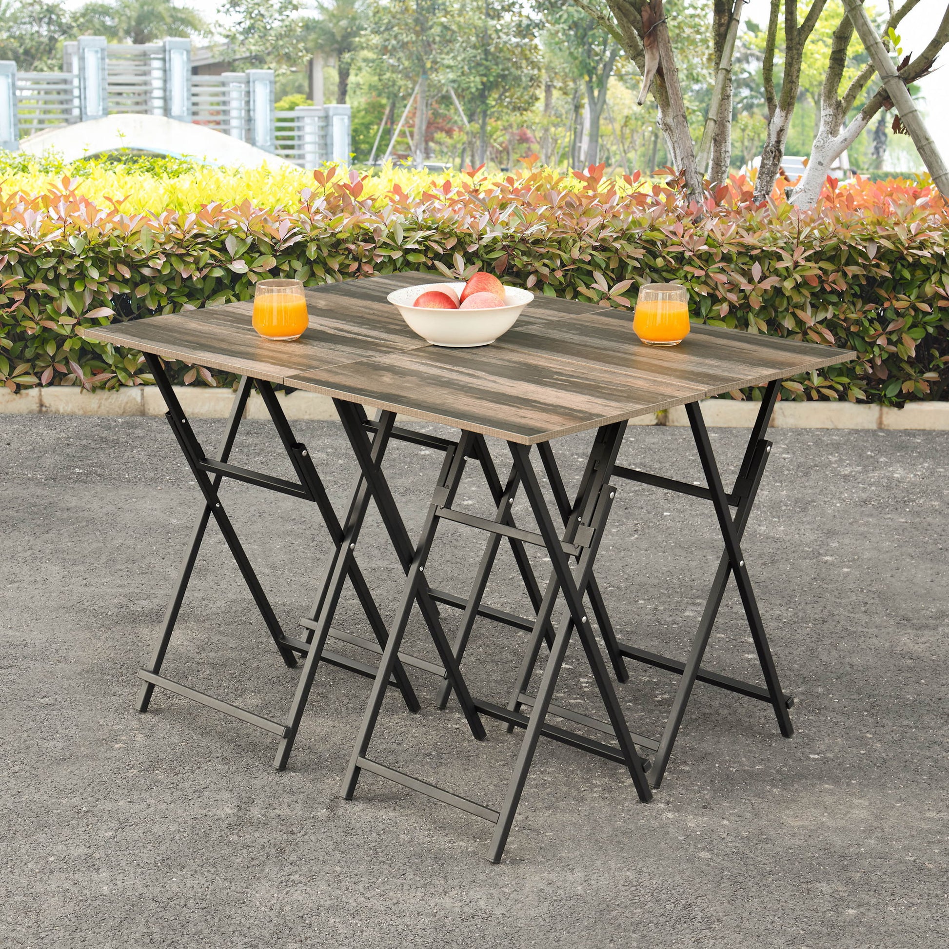 TV Trays For Eating (Set of 4) With Stand, Folding Snack Tray Table Set, Folding TV Dining Tables For Small Space - Rustic Brown Home Essentials
