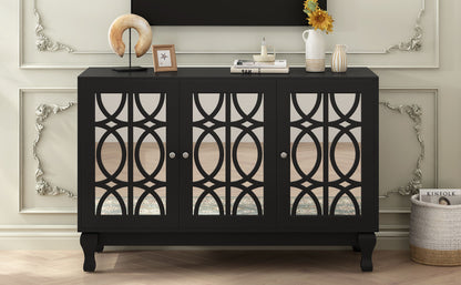 Modern Mirrored TV Stand, 3 Adjustable Shelves For Living Room Hearth and Haven