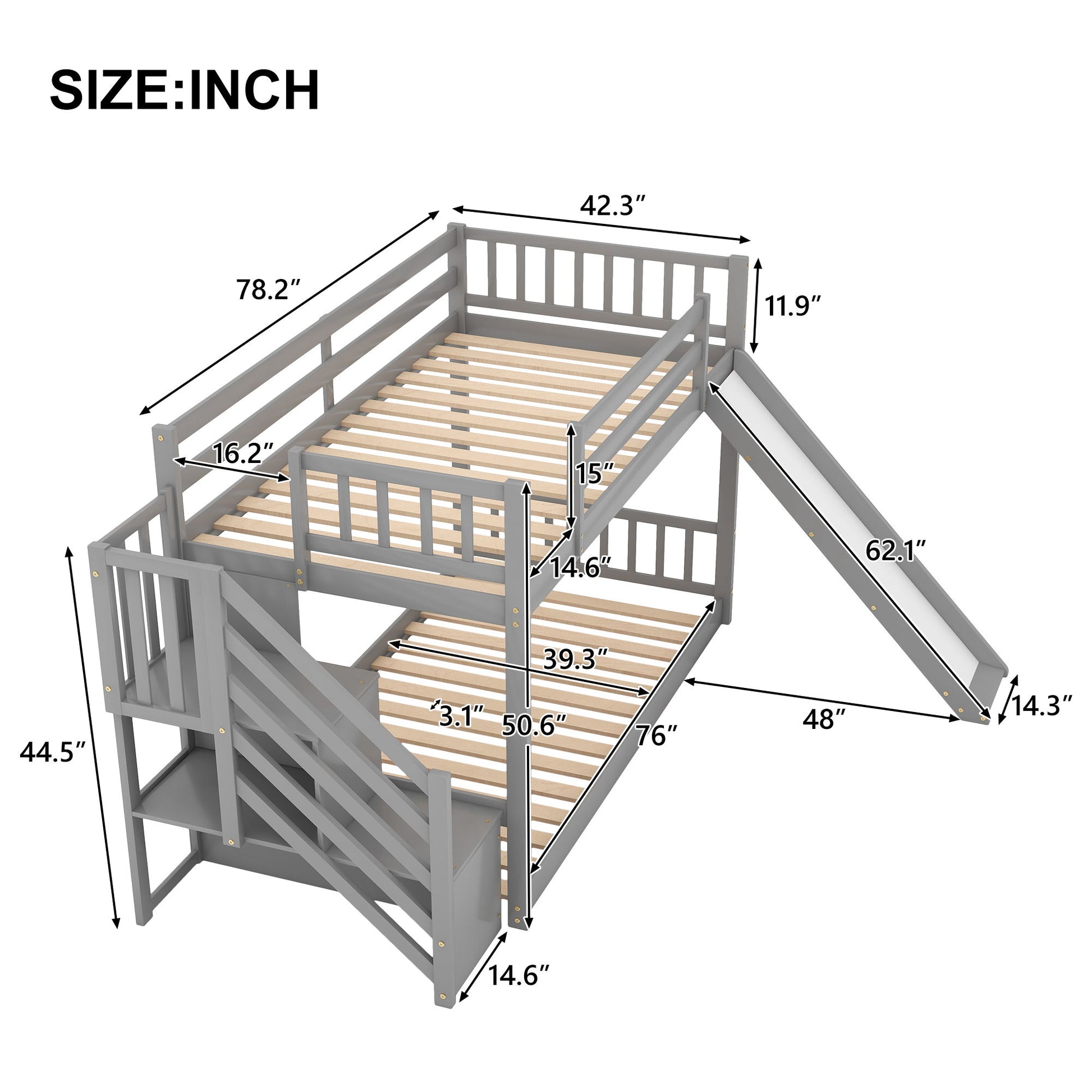 Bunk Bed With Convertible Slide And Stairway Hearth and Haven