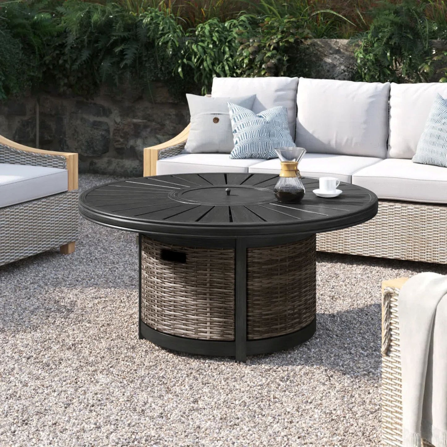 Propane Outdoor Fire Pit Table - Brown LSI Patio Furniture