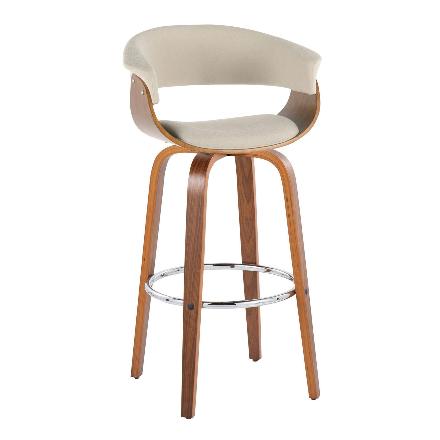 Vintage Mod - Mid Century Modern Fixed Height Barstool With Swivel With Round Footrest (Set of 2) Lumi Source