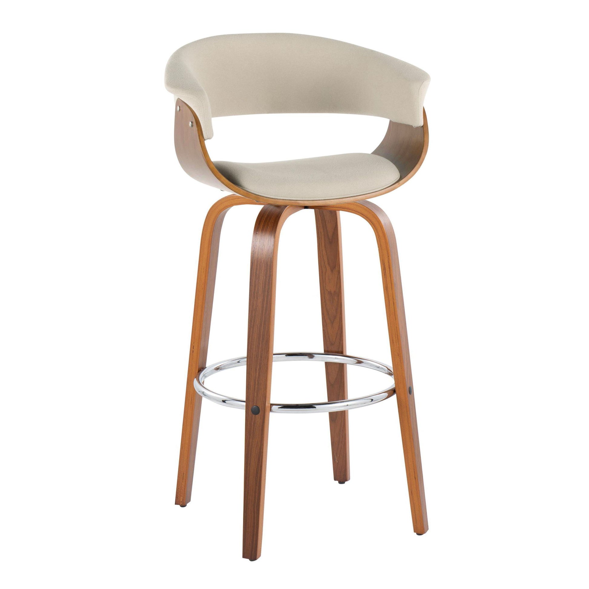 Vintage Mod - Mid Century Modern Fixed Height Barstool With Swivel With Round Footrest (Set of 2) Lumi Source