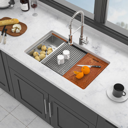 Undermount Workstation Single Bowl Porcelain Ceramic Kitchen Sink Daily Nest