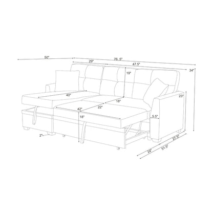 Upholstered Sectional & Pull Out Bed And Chaise Storage Home Essentials