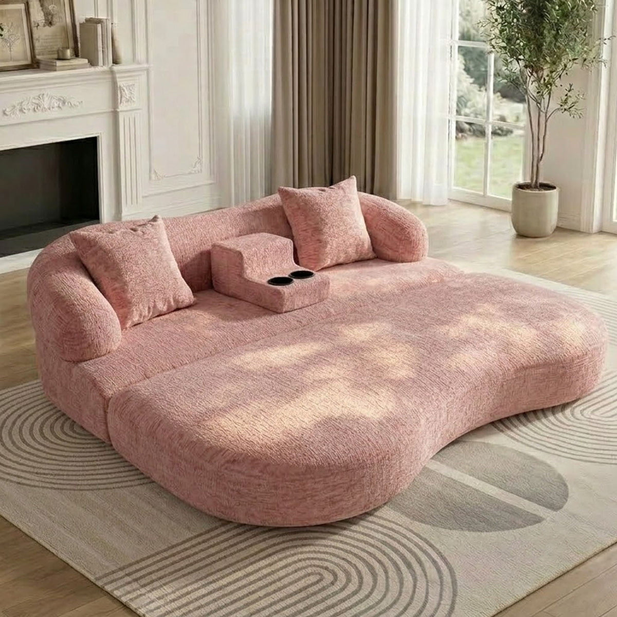 2 In 1 Convertible Sleeper Sofa Bed With Cup Holders Home Essentials
