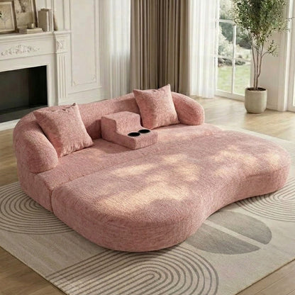 2 In 1 Convertible Sleeper Sofa Bed With Cup Holders Home Essentials