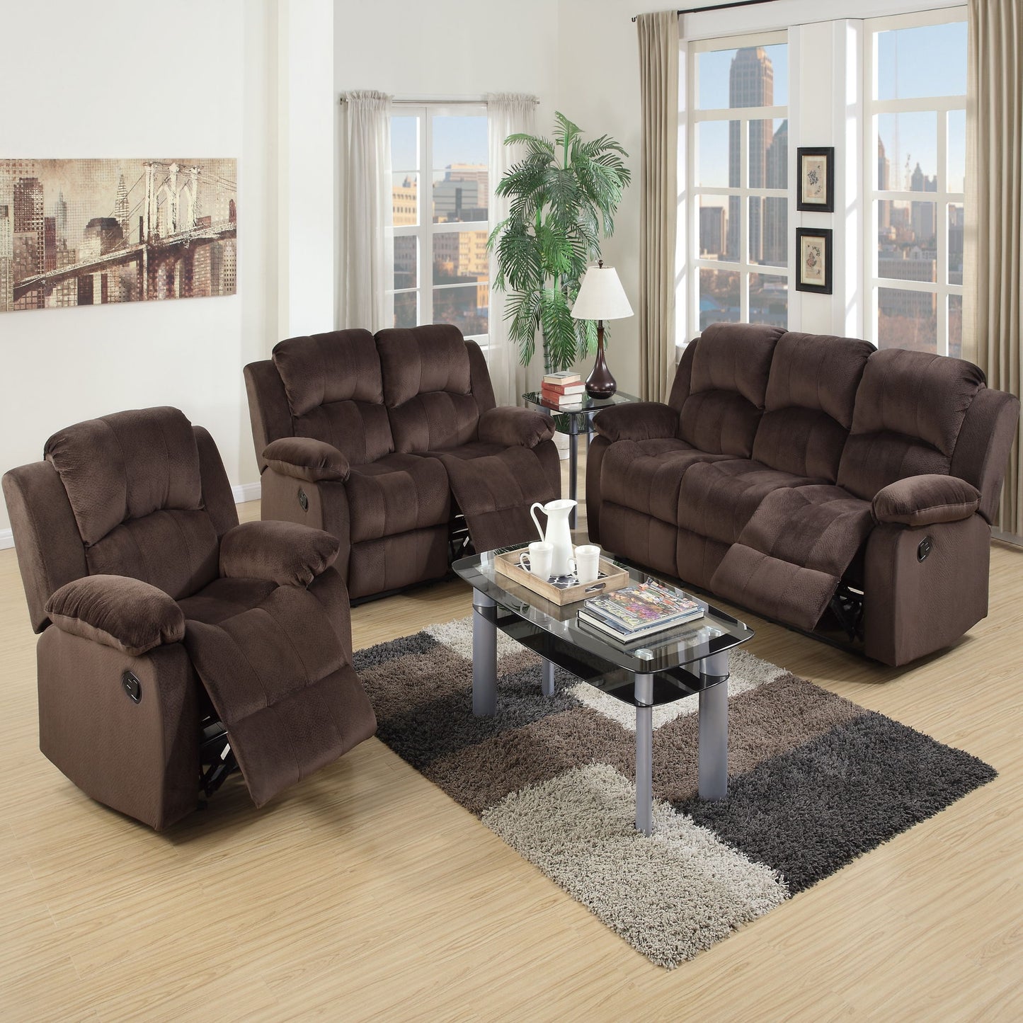 Modern Style Living Room Set With Reclining Home Essentials