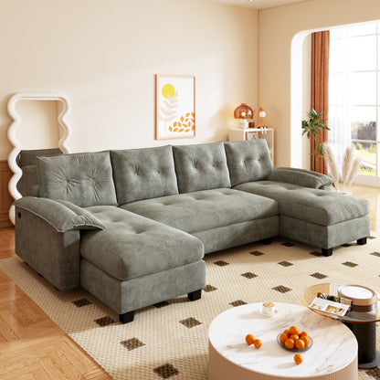 U-Shaped Sleeper Sofa With Pull Out Bed Home Essentials