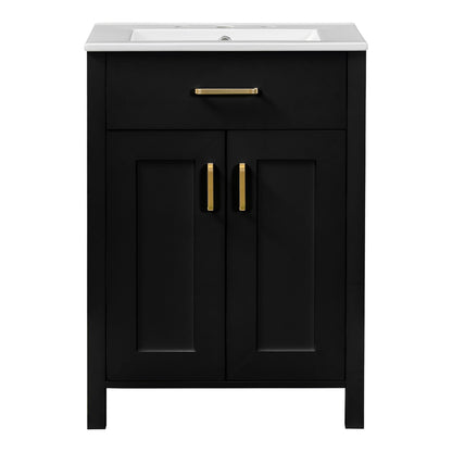 Modern Bathroom Vanity With Ceramic Sink, Soft-Close Doors, Flip Drawer, U-Shaped Shelves, Elegant Storage Solution Hearth and Haven