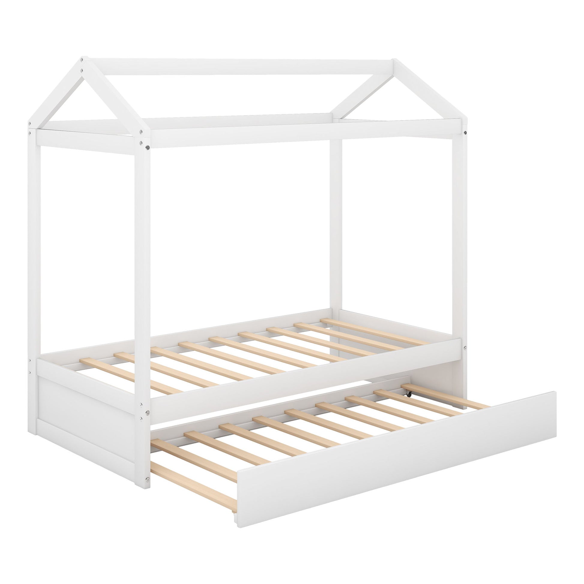 House Bed With Trundle In, Twin Size - White Hearth and Haven