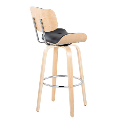 Lombardi - Mid Century Modern Fixed Height Barstool With Swivel With Round Footrest (Set of 2) Lumi Source