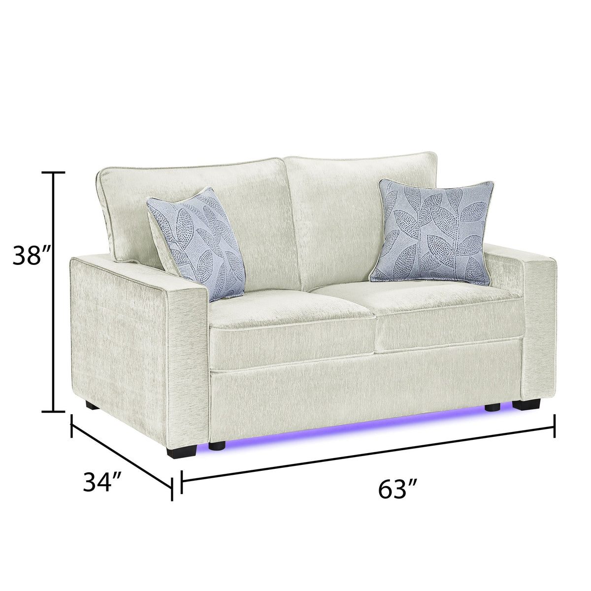 Rita - Loveseat, LED Base Lighting, Cushions And 2 Accent Pillows Matrix Furniture Group