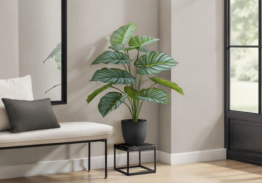 24" Tall, Artificial Plant, Calathea, Indoor, Faux, Fake, Table, Greenery, Potted, Real Touch, Decorative - Green / Black 8th Street