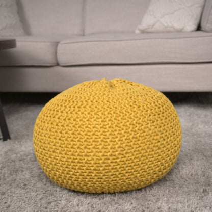 Bordeaux - Knitted Cotton Round Pouf, Versatile Ottoman And Floor Cushion Home Essentials
