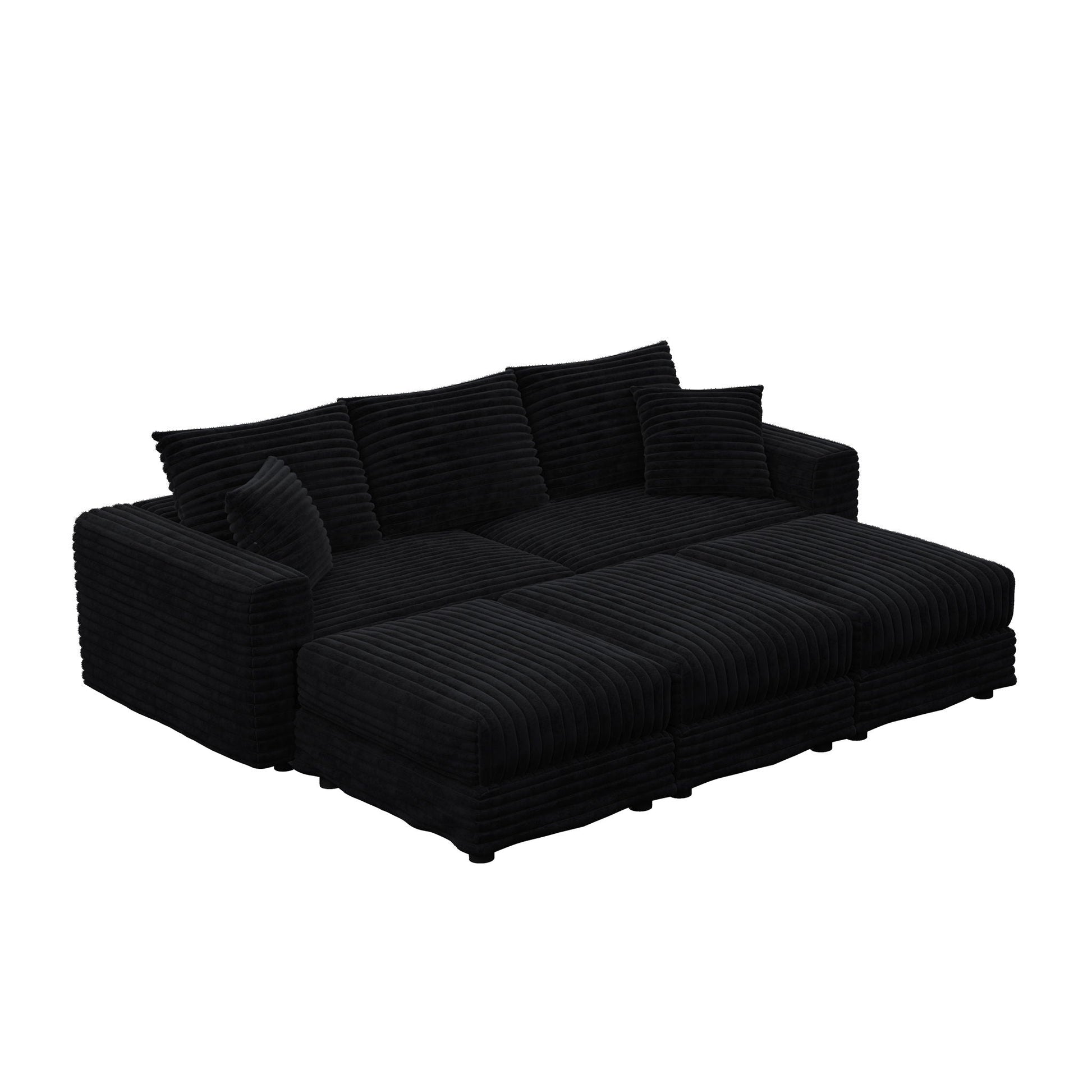Convertible Deep Seat Sofa With Soft Pillows And Ottomans Home Essentials